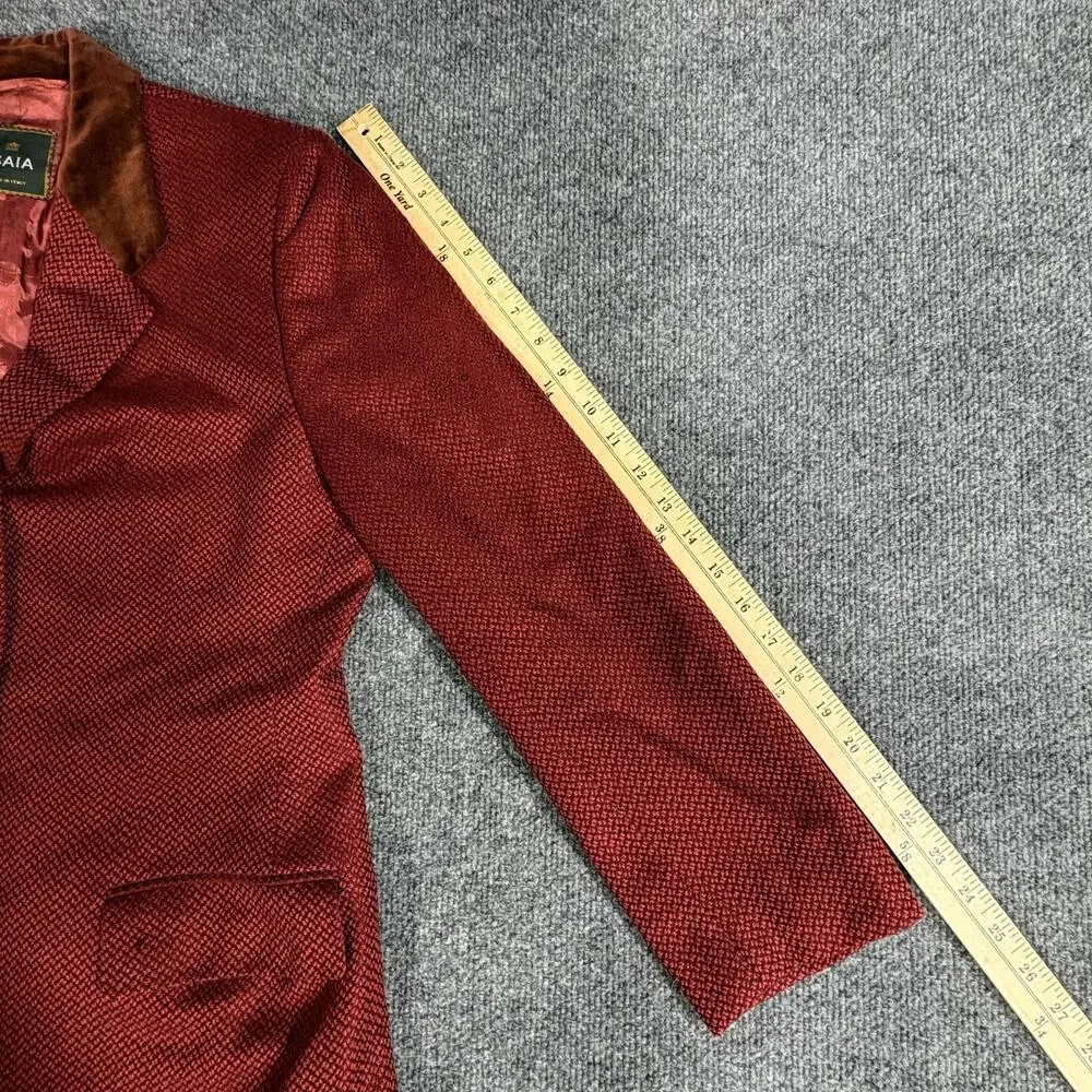 Isaia Blazer Mens IT 48 Red Cashmere Tweed Velvet Collar Sport Coat Made Italy